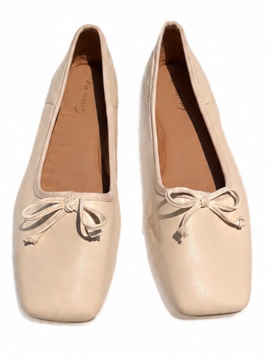 Circus by Sam Edelman Shoes - Circus by Sam Edelman Beige Cream Square Toe Ballet Flats with Bow Size 10